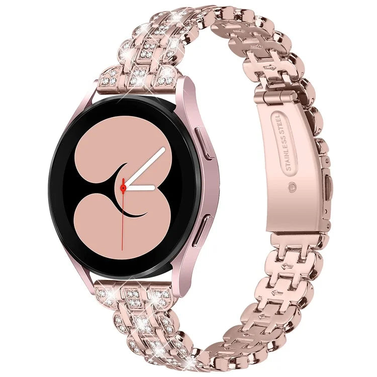 For Samsung Galaxy Watch FE 40mm Rhinestone Decor Watch Band Metal Wrist Strap Bracelet