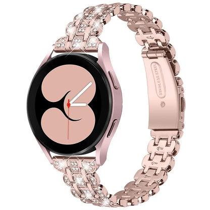 For Samsung Galaxy Watch FE 40mm Rhinestone Decor Watch Band Metal Wrist Strap Bracelet