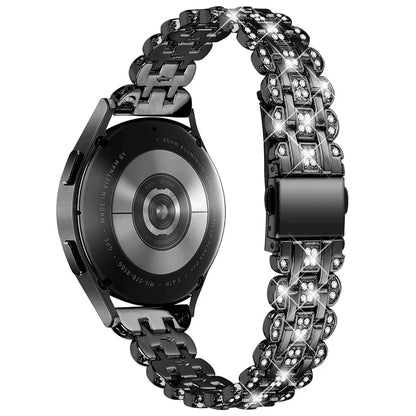 For Samsung Galaxy Watch FE 40mm Rhinestone Decor Watch Band Metal Wrist Strap Bracelet