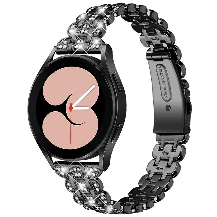 For Samsung Galaxy Watch FE 40mm Rhinestone Decor Watch Band Metal Wrist Strap Bracelet