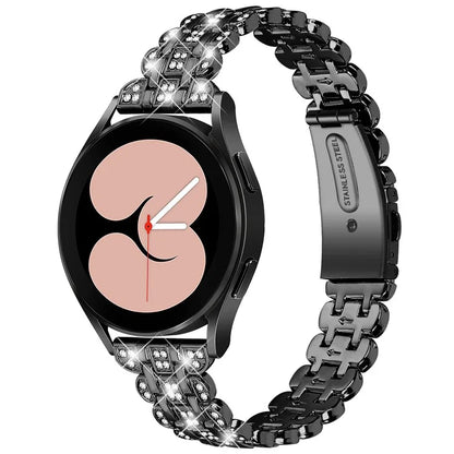 For Samsung Galaxy Watch FE 40mm Rhinestone Decor Watch Band Metal Wrist Strap Bracelet