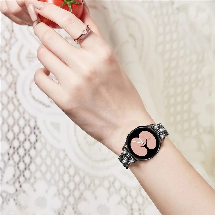 For Samsung Galaxy Watch FE 40mm Rhinestone Decor Watch Band Metal Wrist Strap Bracelet