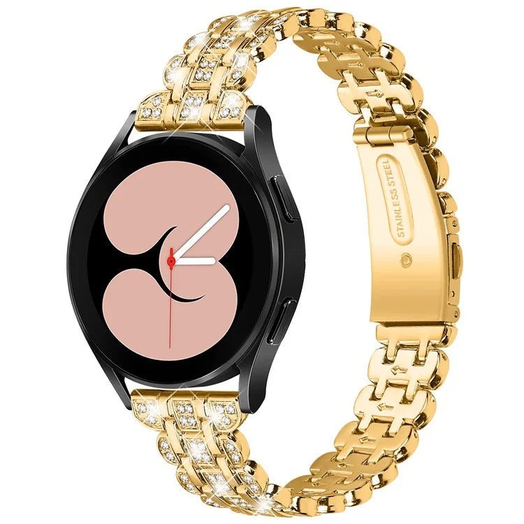 For Samsung Galaxy Watch FE 40mm Rhinestone Decor Watch Band Metal Wrist Strap Bracelet