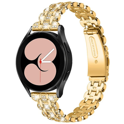 For Samsung Galaxy Watch FE 40mm Rhinestone Decor Watch Band Metal Wrist Strap Bracelet