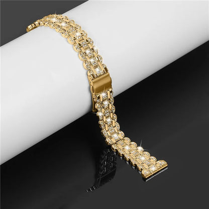 For Samsung Galaxy Watch FE 40mm Rhinestone Decor Watch Band Metal Wrist Strap Bracelet