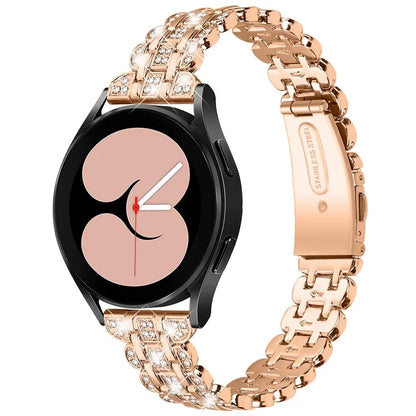 For Samsung Galaxy Watch FE 40mm Rhinestone Decor Watch Band Metal Wrist Strap Bracelet