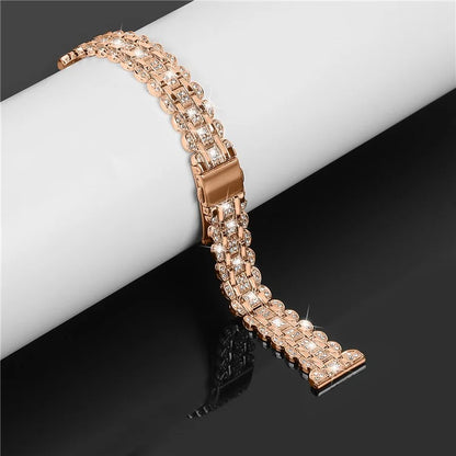 For Samsung Galaxy Watch FE 40mm Rhinestone Decor Watch Band Metal Wrist Strap Bracelet