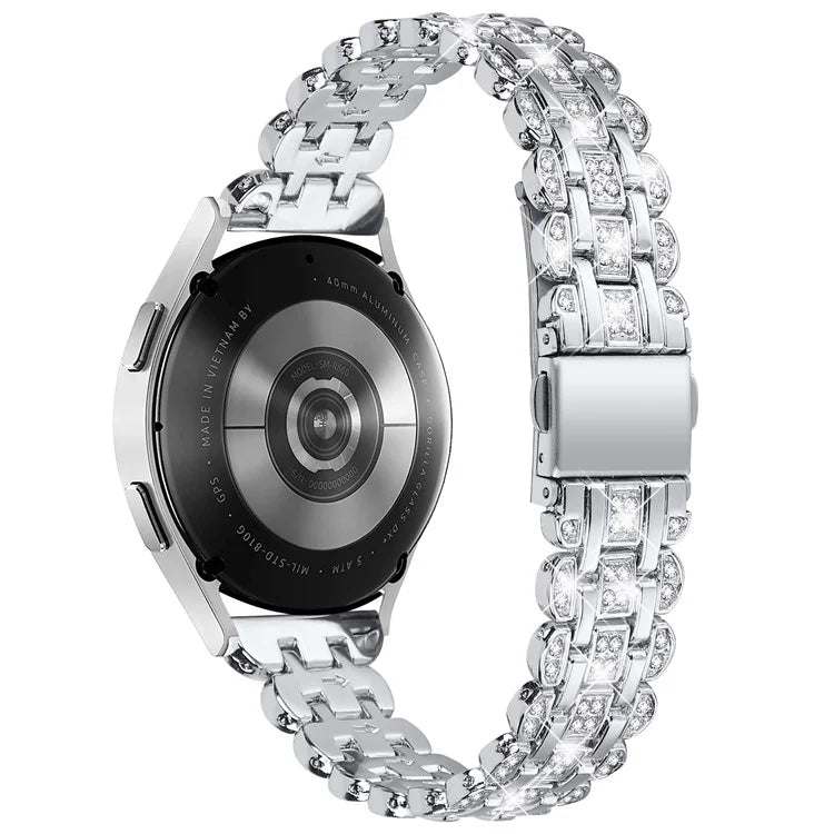 For Samsung Galaxy Watch FE 40mm Rhinestone Decor Watch Band Metal Wrist Strap Bracelet