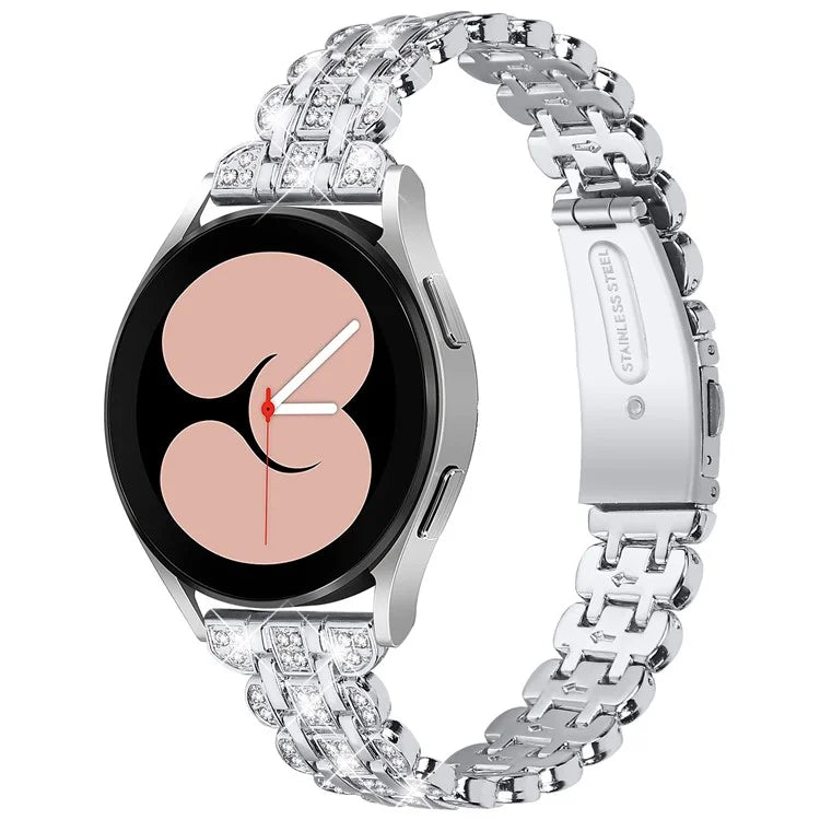 For Samsung Galaxy Watch FE 40mm Rhinestone Decor Watch Band Metal Wrist Strap Bracelet