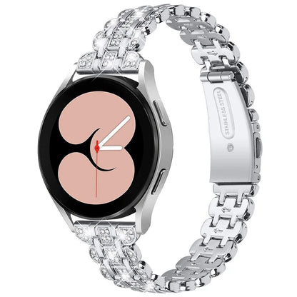 For Samsung Galaxy Watch FE 40mm Rhinestone Decor Watch Band Metal Wrist Strap Bracelet