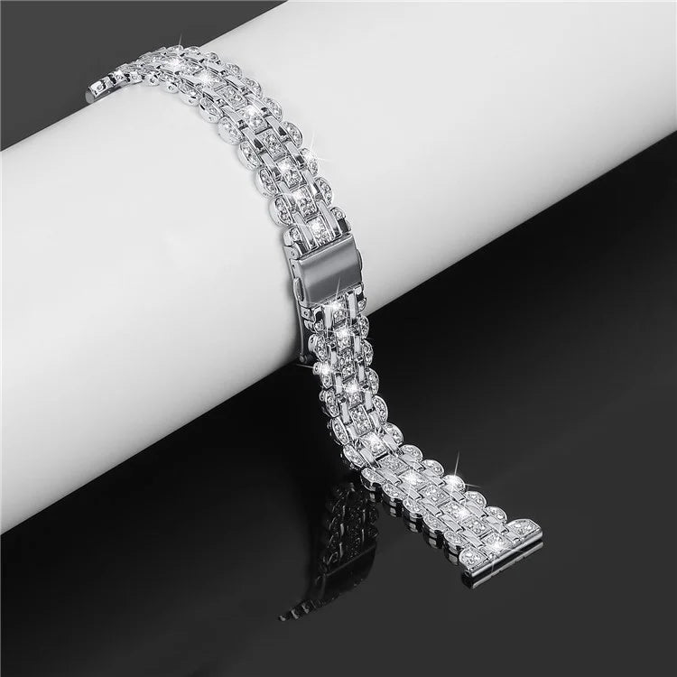 For Samsung Galaxy Watch FE 40mm Rhinestone Decor Watch Band Metal Wrist Strap Bracelet