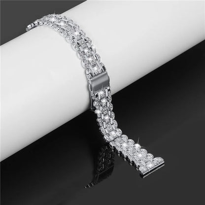 For Samsung Galaxy Watch FE 40mm Rhinestone Decor Watch Band Metal Wrist Strap Bracelet