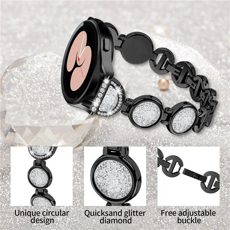 For Samsung Galaxy Watch FE 40mm Band Quicksand Design Metal Watch Strap Bracelet