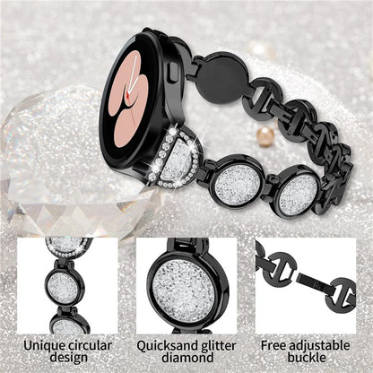 For Samsung Galaxy Watch FE 40mm Band Quicksand Design Metal Watch Strap Bracelet
