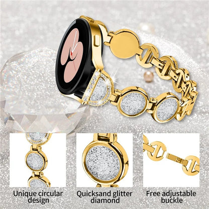 For Samsung Galaxy Watch FE 40mm Band Quicksand Design Metal Watch Strap Bracelet