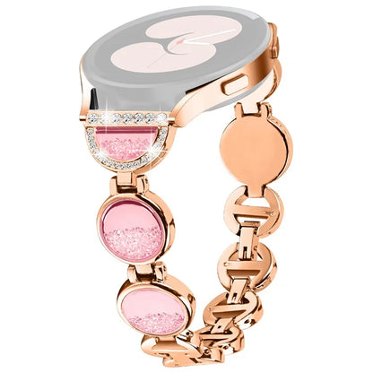 For Samsung Galaxy Watch FE 40mm Band Quicksand Design Metal Watch Strap Bracelet
