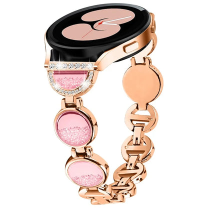 For Samsung Galaxy Watch FE 40mm Band Quicksand Design Metal Watch Strap Bracelet