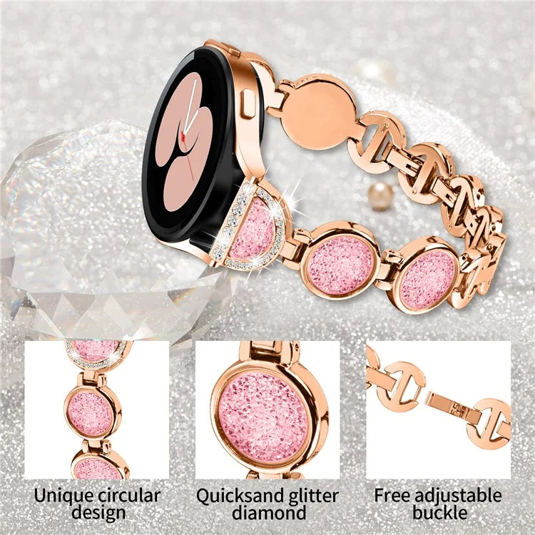 For Samsung Galaxy Watch FE 40mm Band Quicksand Design Metal Watch Strap Bracelet