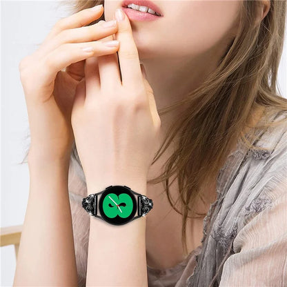 For Samsung Galaxy Watch FE 40mm Butterfly Bling Rhinestone Decor Watch Band Metal Bracelet