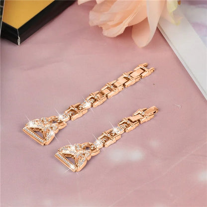 For Samsung Galaxy Watch FE 40mm Butterfly Bling Rhinestone Decor Watch Band Metal Bracelet