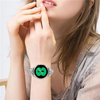 For Samsung Galaxy Watch FE 40mm Butterfly Bling Rhinestone Decor Watch Band Metal Bracelet