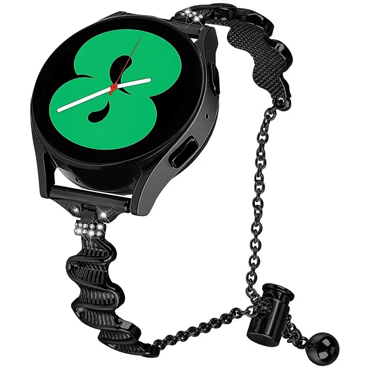 For Samsung Galaxy Watch FE 40mm Wavy Texture Band Alloy Metal Watch Strap Bling Bracelet