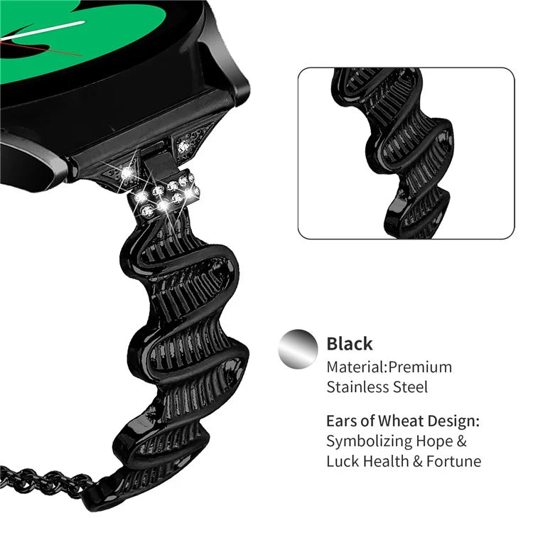 For Samsung Galaxy Watch FE 40mm Wavy Texture Band Alloy Metal Watch Strap Bling Bracelet