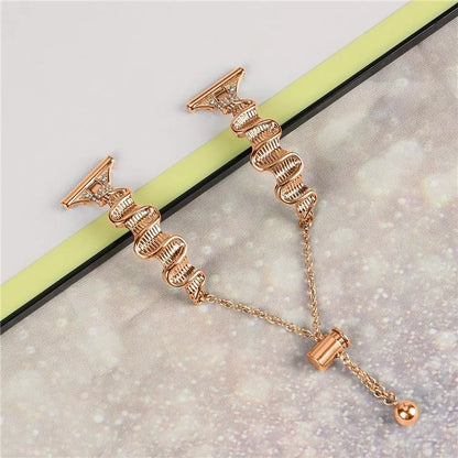 For Samsung Galaxy Watch FE 40mm Wavy Texture Band Alloy Metal Watch Strap Bling Bracelet