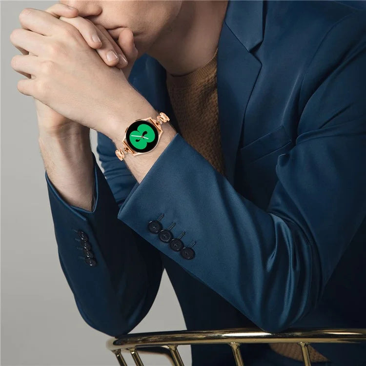 For Samsung Galaxy Watch FE 40mm Wavy Texture Band Alloy Metal Watch Strap Bling Bracelet