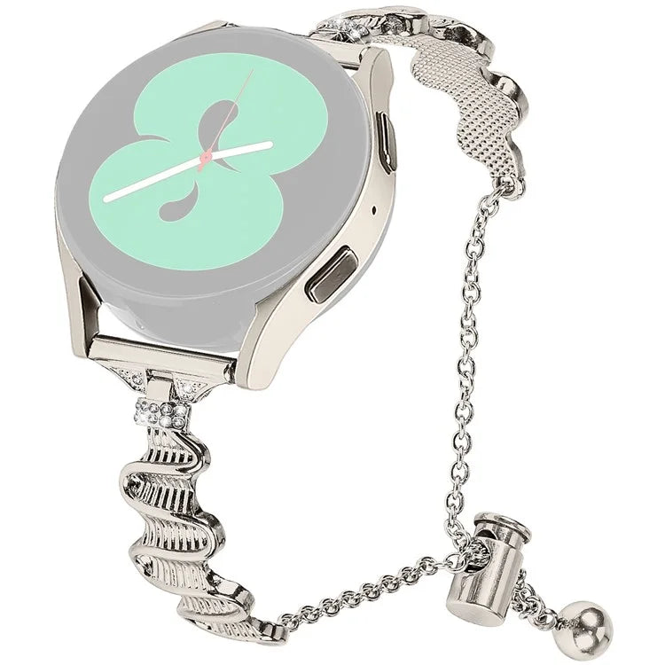 For Samsung Galaxy Watch FE 40mm Wavy Texture Band Alloy Metal Watch Strap Bling Bracelet