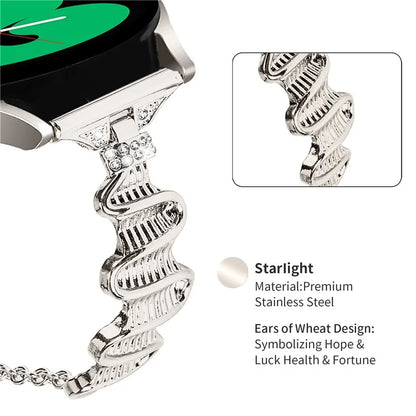 For Samsung Galaxy Watch FE 40mm Wavy Texture Band Alloy Metal Watch Strap Bling Bracelet