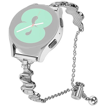 For Samsung Galaxy Watch FE 40mm Wavy Texture Band Alloy Metal Watch Strap Bling Bracelet