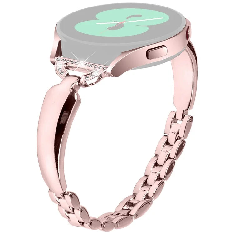 Watch Band for Samsung Galaxy Watch FE 40mm D-Shape Bling Rhinestone Decor Alloy Bracelet
