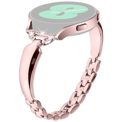 Watch Band for Samsung Galaxy Watch FE 40mm D-Shape Bling Rhinestone Decor Alloy Bracelet