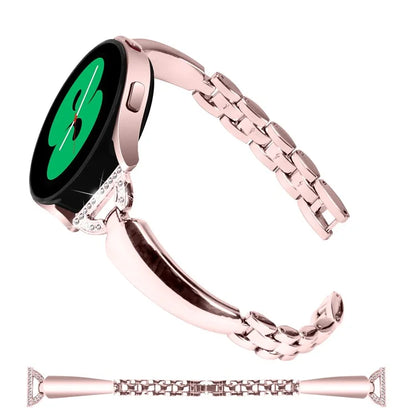 Watch Band for Samsung Galaxy Watch FE 40mm D-Shape Bling Rhinestone Decor Alloy Bracelet