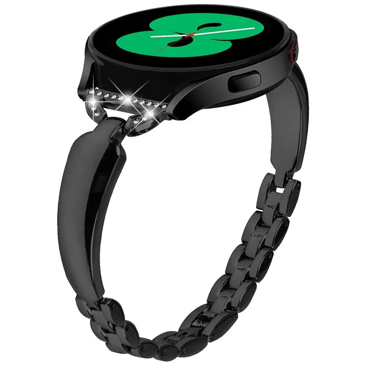 Watch Band for Samsung Galaxy Watch FE 40mm D-Shape Bling Rhinestone Decor Alloy Bracelet