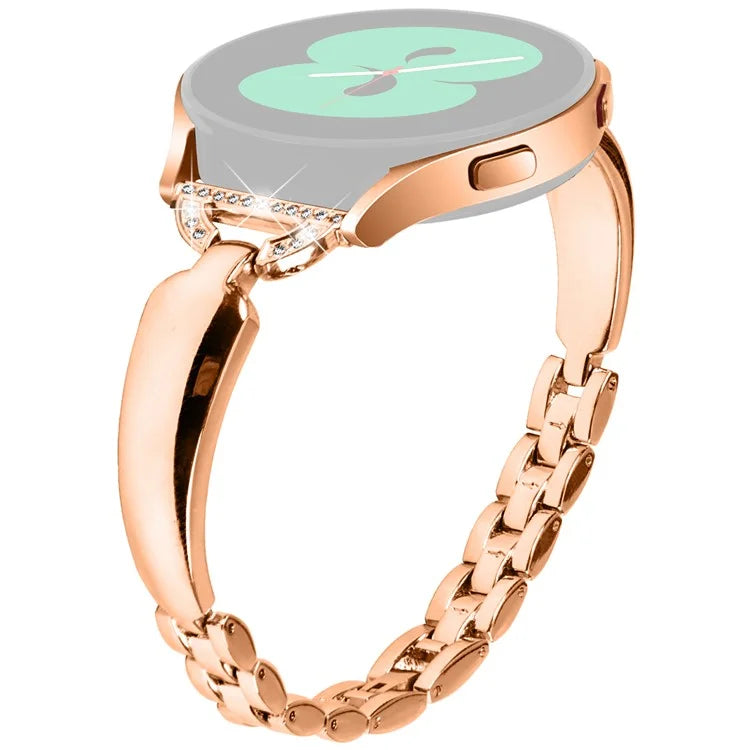 Watch Band for Samsung Galaxy Watch FE 40mm D-Shape Bling Rhinestone Decor Alloy Bracelet