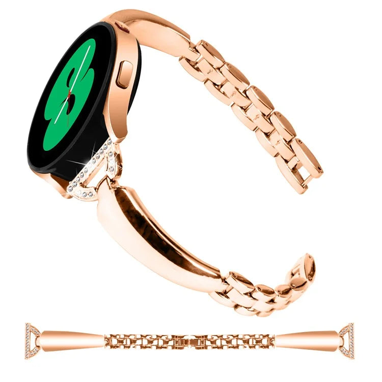 Watch Band for Samsung Galaxy Watch FE 40mm D-Shape Bling Rhinestone Decor Alloy Bracelet