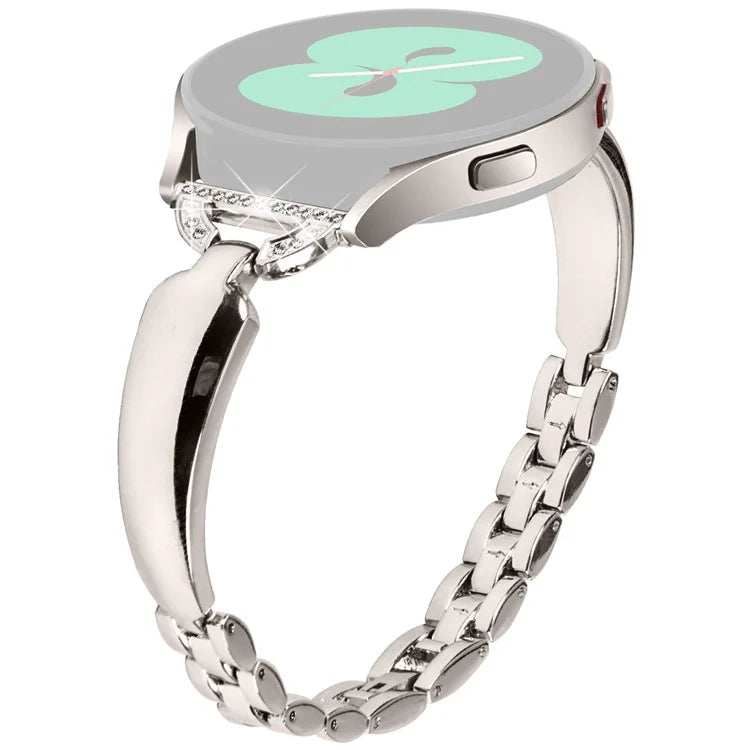 Watch Band for Samsung Galaxy Watch FE 40mm D-Shape Bling Rhinestone Decor Alloy Bracelet