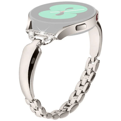 Watch Band for Samsung Galaxy Watch FE 40mm D-Shape Bling Rhinestone Decor Alloy Bracelet