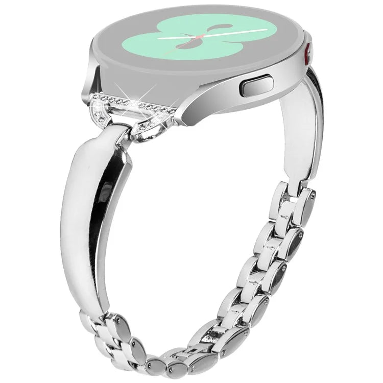 Watch Band for Samsung Galaxy Watch FE 40mm D-Shape Bling Rhinestone Decor Alloy Bracelet