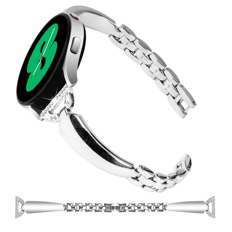Watch Band for Samsung Galaxy Watch FE 40mm D-Shape Bling Rhinestone Decor Alloy Bracelet