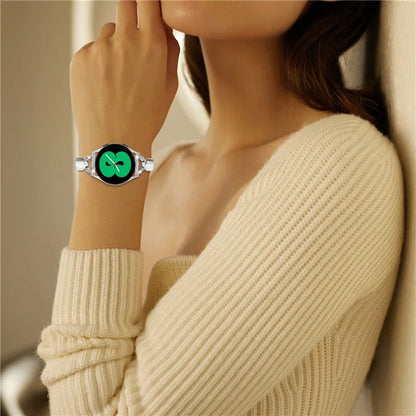 Watch Band for Samsung Galaxy Watch FE 40mm D-Shape Bling Rhinestone Decor Alloy Bracelet