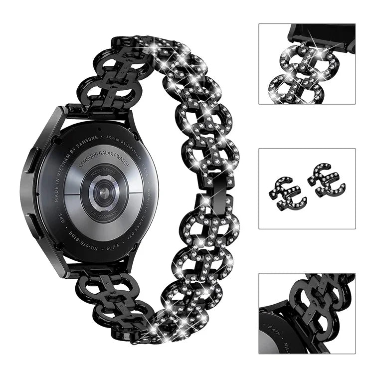 For Samsung Galaxy Watch FE 40mm Alloy Band Gourd Design Bling Watch Strap Replacement Bracelet