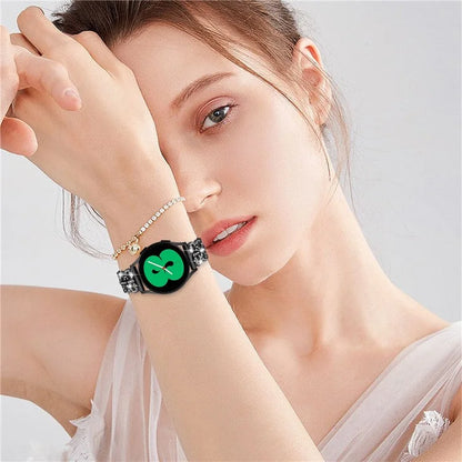 For Samsung Galaxy Watch FE 40mm Alloy Band Gourd Design Bling Watch Strap Replacement Bracelet