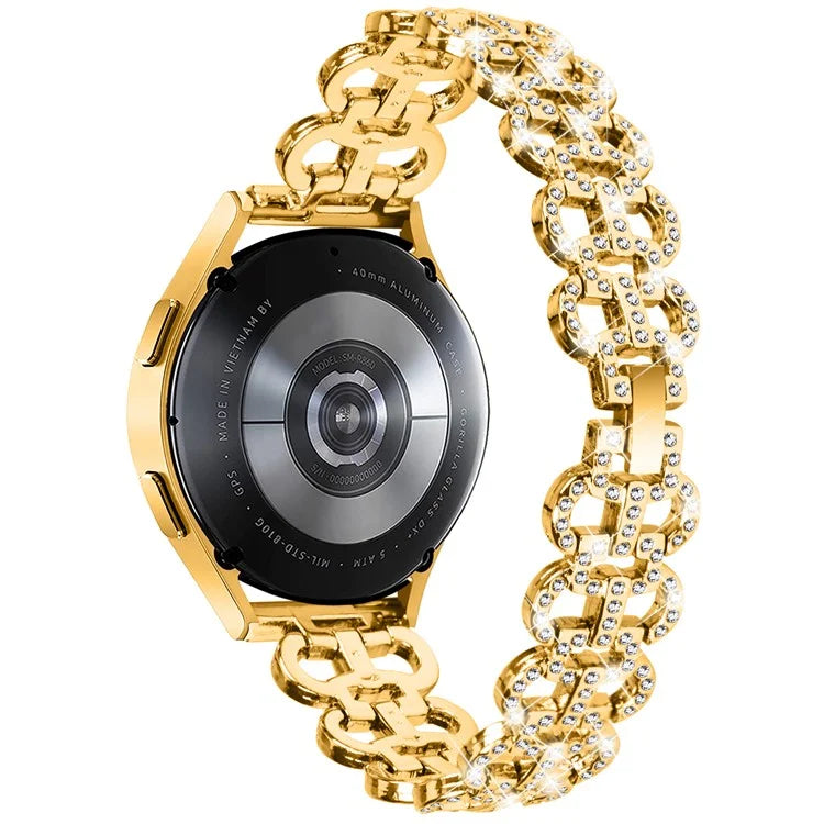 For Samsung Galaxy Watch FE 40mm Alloy Band Gourd Design Bling Watch Strap Replacement Bracelet