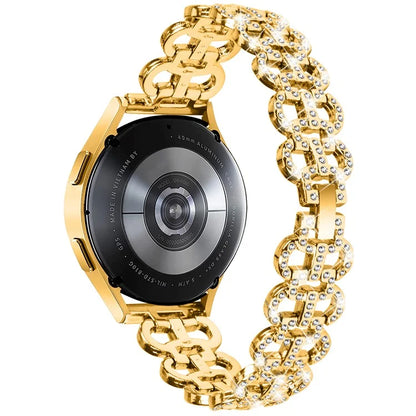 For Samsung Galaxy Watch FE 40mm Alloy Band Gourd Design Bling Watch Strap Replacement Bracelet