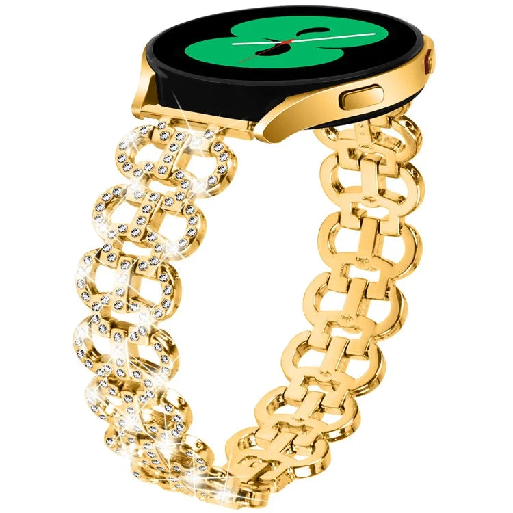 For Samsung Galaxy Watch FE 40mm Alloy Band Gourd Design Bling Watch Strap Replacement Bracelet