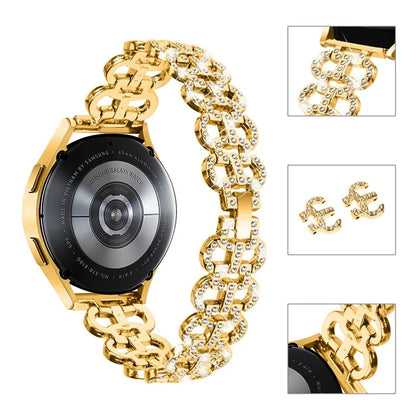 For Samsung Galaxy Watch FE 40mm Alloy Band Gourd Design Bling Watch Strap Replacement Bracelet