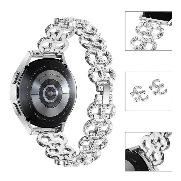 For Samsung Galaxy Watch FE 40mm Alloy Band Gourd Design Bling Watch Strap Replacement Bracelet